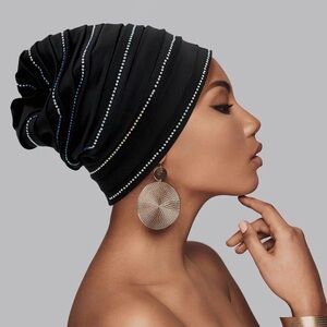 Elegant Black Beaded Women's Hat